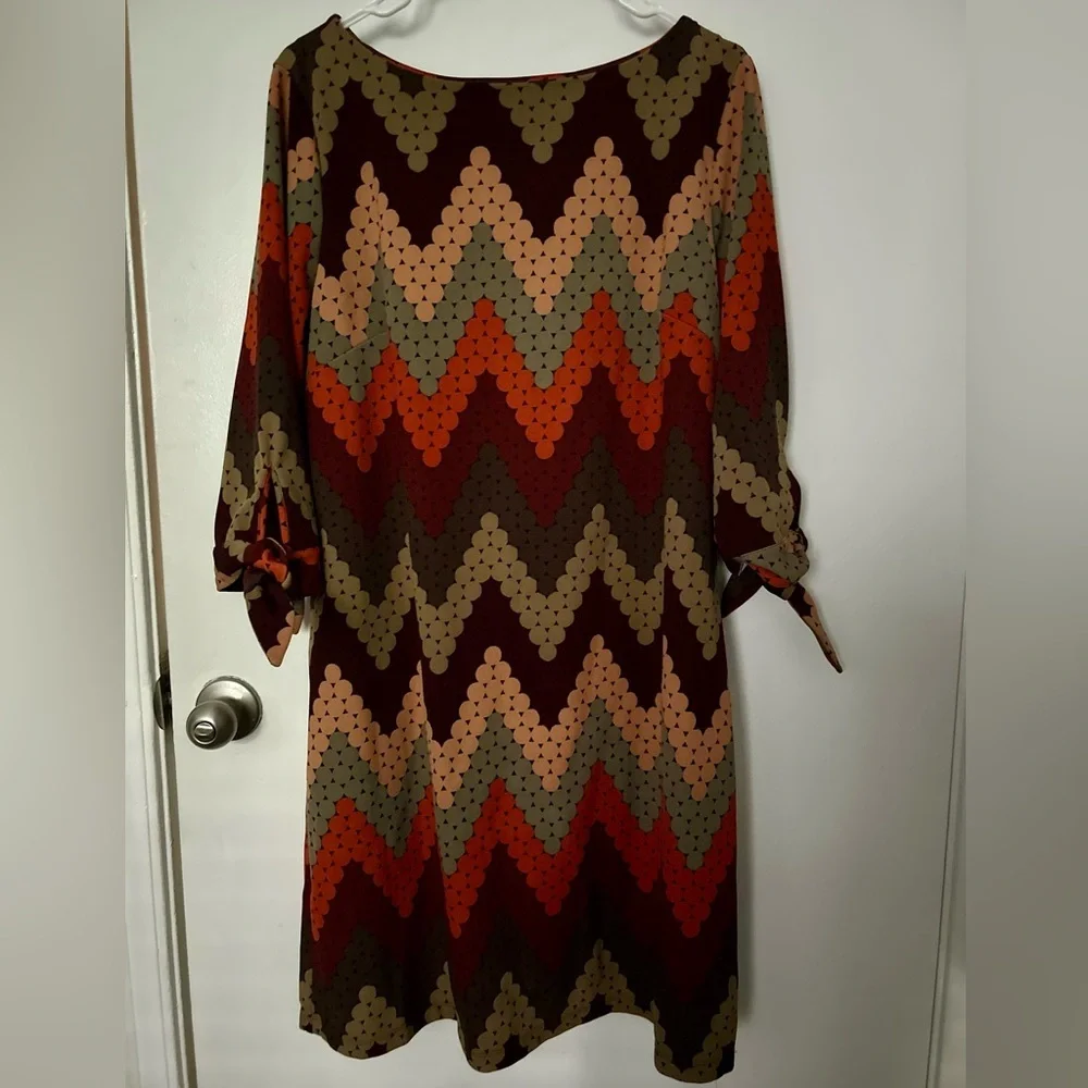 ILE Retro chevron circles print dress Size 14 - Picture 4 of 9